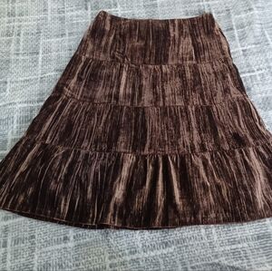 Spanish Designer Brown Velvet ruffled skirt